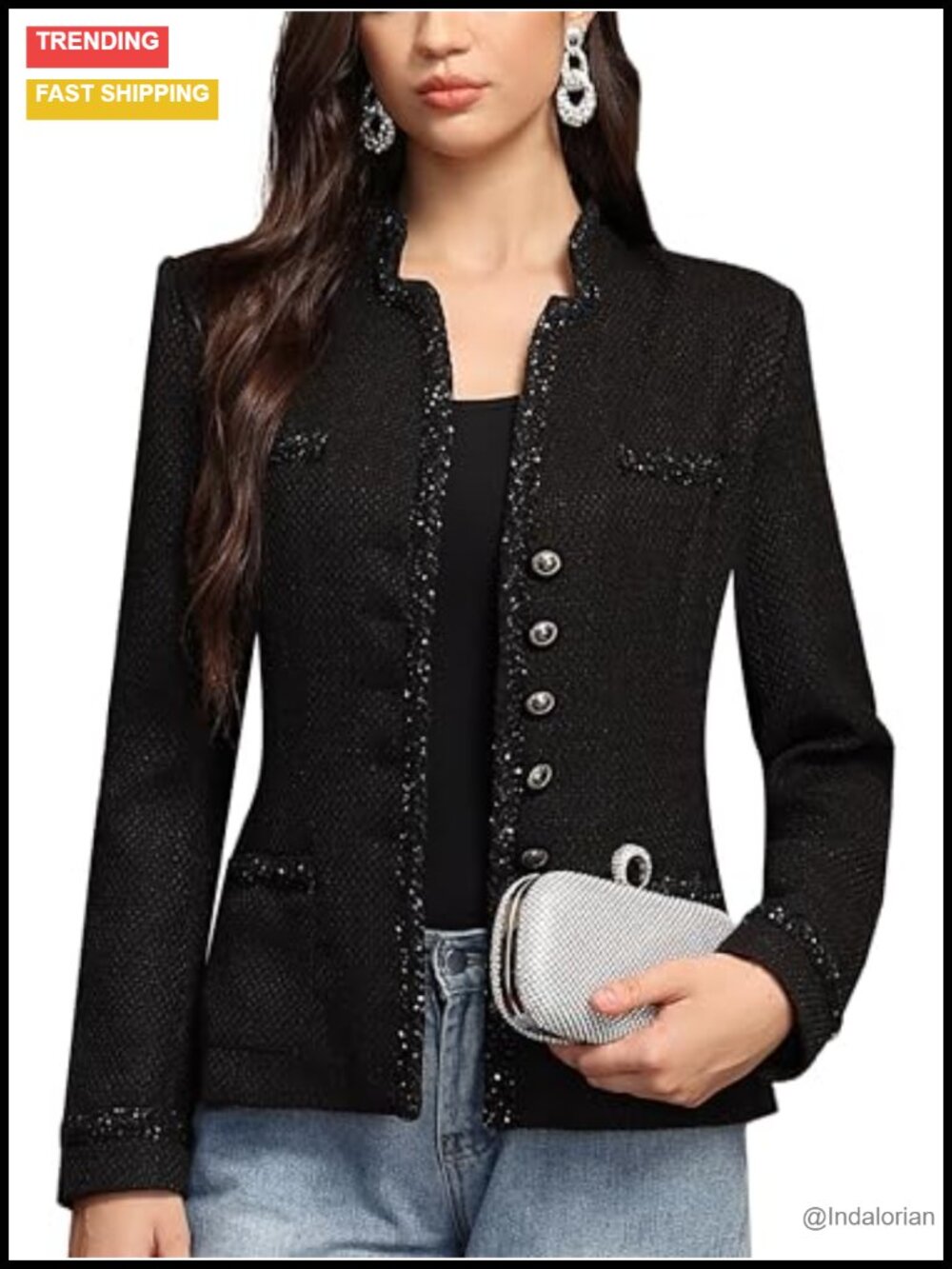 Tweed Blazer Dressy Casual Tailored Fit Notch Lapel 100% Polyester